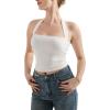 imageSUUKSESS Women Double Lined Halter Going Out Tops Open Back Basic Cami Tank TopsWhite Beige