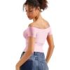 imageSUUKSESS Women Double Lined Off The Shoulder Tops Fitted Going Out Basic ShirtsBlush