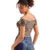 imageSUUKSESS Women Double Lined Off The Shoulder Tops Fitted Going Out Basic ShirtsCheetah