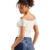 imageSUUKSESS Women Double Lined Off The Shoulder Tops Fitted Going Out Basic ShirtsPearl
