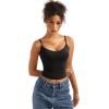 imageSUUKSESS Women Sexy V Neck Tank Tops Y2K Going Out Top Fitted Basic Cami ShirtsBlack