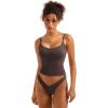 imageSUUKSESS Women Sexy V Neck Tank Tops Y2K Going Out Top Fitted Basic Cami ShirtsBrown
