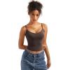 imageSUUKSESS Women Sexy V Neck Tank Tops Y2K Going Out Top Fitted Basic Cami ShirtsBrown