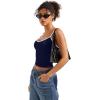 imageSUUKSESS Women Sexy V Neck Tank Tops Y2K Going Out Top Fitted Basic Cami ShirtsNavy White