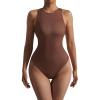 imageSUUKSESS Women Ribbed Sexy Bodysuit Halter Sleeveless Padded One Piece Tank Top