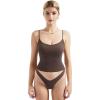 imageSUUKSESS Women Sexy V Neck Tank Tops Y2K Going Out Top Fitted Basic Cami ShirtsBrown