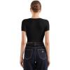 imageSUUKSESS Women Cotton Ribbed Scoop Neck Short Sleeve Top 2025 Summer Basic T ShirtBlack