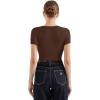 imageSUUKSESS Women Cotton Ribbed Scoop Neck Short Sleeve Top 2025 Summer Basic T ShirtDark Brown