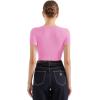 imageSUUKSESS Women Cotton Ribbed Scoop Neck Short Sleeve Top 2025 Summer Basic T ShirtPink