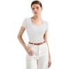 imageSUUKSESS Women Cotton Ribbed Scoop Neck Short Sleeve Top 2025 Summer Basic T ShirtSnow White