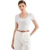 imageSUUKSESS Women Cotton Ribbed Scoop Neck Short Sleeve Top 2025 Summer Basic T ShirtSnow White