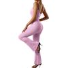 imageSUUKSESS Women Ribbed Flare One Piece Jumpsuits Seamless Padded Sexy Jumpsuit