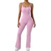 imageSUUKSESS Women Ribbed Flare One Piece Jumpsuits Seamless Padded Sexy Jumpsuit