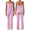 imageSUUKSESS Women Ribbed Flare One Piece Jumpsuits Seamless Padded Sexy Jumpsuit