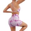 imageSUUKSESS Women Seamless Workout Sets Strappy Sports Bra High Waist Booty Shorts Outfits1 Pink Pastel
