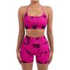 imageSUUKSESS Women Seamless Workout Sets Strappy Sports Bra High Waist Booty Shorts Outfits1 Rose Red