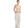 imageSUUKSESS Women Beach Vacation Tank Top Summer Adjustable Spaghetti Straps Cami Basic Crochet V Neck Crop CamisoleBeige