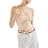 imageSUUKSESS Women Beach Vacation Tank Top Summer Adjustable Spaghetti Straps Cami Basic Crochet V Neck Crop CamisoleBeige