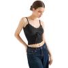 imageSUUKSESS Women Beach Vacation Tank Top Summer Adjustable Spaghetti Straps Cami Basic Crochet V Neck Crop CamisoleBlack
