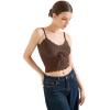 imageSUUKSESS Women Beach Vacation Tank Top Summer Adjustable Spaghetti Straps Cami Basic Crochet V Neck Crop CamisoleDark Brown