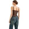 imageSUUKSESS Women Beach Vacation Tank Top Summer Adjustable Spaghetti Straps Cami Basic Crochet V Neck Crop CamisoleDark Brown