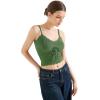 imageSUUKSESS Women Beach Vacation Tank Top Summer Adjustable Spaghetti Straps Cami Basic Crochet V Neck Crop CamisoleGreen