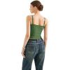 imageSUUKSESS Women Beach Vacation Tank Top Summer Adjustable Spaghetti Straps Cami Basic Crochet V Neck Crop CamisoleGreen