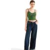imageSUUKSESS Women Beach Vacation Tank Top Summer Adjustable Spaghetti Straps Cami Basic Crochet V Neck Crop CamisoleGreen