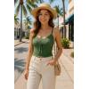 imageSUUKSESS Women Beach Vacation Tank Top Summer Adjustable Spaghetti Straps Cami Basic Crochet V Neck Crop CamisoleGreen