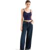 imageSUUKSESS Women Beach Vacation Tank Top Summer Adjustable Spaghetti Straps Cami Basic Crochet V Neck Crop CamisoleNavy