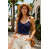 imageSUUKSESS Women Beach Vacation Tank Top Summer Adjustable Spaghetti Straps Cami Basic Crochet V Neck Crop CamisoleNavy