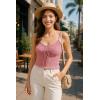imageSUUKSESS Women Beach Vacation Tank Top Summer Adjustable Spaghetti Straps Cami Basic Crochet V Neck Crop CamisolePink