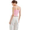 imageSUUKSESS Women Beach Vacation Tank Top Summer Adjustable Spaghetti Straps Cami Basic Crochet V Neck Crop CamisolePink
