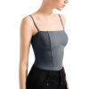 imageSUUKSESS Women Bustier No Boning Corset Tops Fitted Going Out Y2k Cami Tank TopsDark Storm