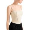 imageSUUKSESS Women Bustier No Boning Corset Tops Fitted Going Out Y2k Cami Tank TopsSoft Sand