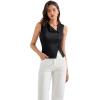 imageSUUKSESS Women Button Down Tank Top Sleeveless Summer Casual Vest Business Work Fitted ShirtBlack