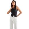 imageSUUKSESS Women Button Down Tank Top Sleeveless Summer Casual Vest Business Work Fitted ShirtBlack