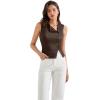 imageSUUKSESS Women Button Down Tank Top Sleeveless Summer Casual Vest Business Work Fitted ShirtBrown