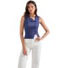 imageSUUKSESS Women Button Down Tank Top Sleeveless Summer Casual Vest Business Work Fitted ShirtNavy