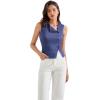 imageSUUKSESS Women Button Down Tank Top Sleeveless Summer Casual Vest Business Work Fitted ShirtNavy