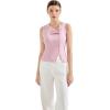 imageSUUKSESS Women Button Down Tank Top Sleeveless Summer Casual Vest Business Work Fitted ShirtPink