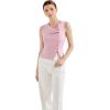 imageSUUKSESS Women Button Down Tank Top Sleeveless Summer Casual Vest Business Work Fitted ShirtPink