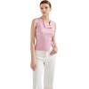 imageSUUKSESS Women Button Down Tank Top Sleeveless Summer Casual Vest Business Work Fitted ShirtPink