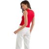 imageSUUKSESS Women Button Down Tank Top Sleeveless Summer Casual Vest Business Work Fitted ShirtRed