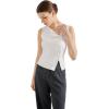 imageSUUKSESS Women Button Down Tank Top Sleeveless Summer Casual Vest Business Work Fitted ShirtWhite