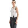 imageSUUKSESS Women Button Down Tank Top Sleeveless Summer Casual Vest Business Work Fitted ShirtWhite