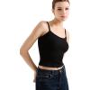 imageSUUKSESS Women Cotton Ribbed Going Out Camisole Top Y2k Spaghetti Strap Tank TopBlack