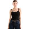 imageSUUKSESS Women Cotton Ribbed Going Out Camisole Top Y2k Spaghetti Strap Tank TopBlack