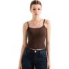 imageSUUKSESS Women Cotton Ribbed Going Out Camisole Top Y2k Spaghetti Strap Tank TopChocolate