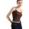 imageSUUKSESS Women Cotton Ribbed Going Out Camisole Top Y2k Spaghetti Strap Tank TopChocolate